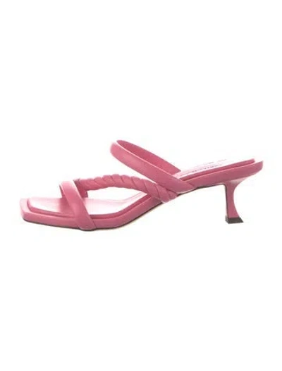Pre-owned Jimmy Choo Leather Slides In Pink