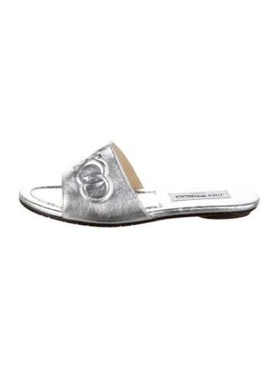 Pre-owned Jimmy Choo Leather Slides In Silver