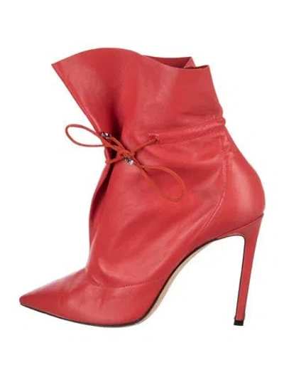 Pre-owned Jimmy Choo Leather Slouch Boots In Red