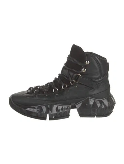 Pre-owned Jimmy Choo Leather Sneakers In Black