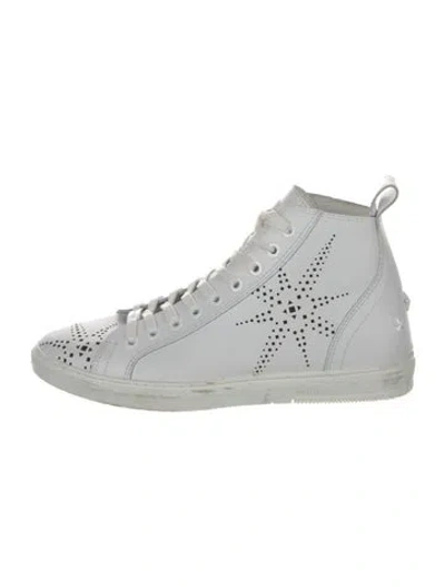 Pre-owned Jimmy Choo Leather Sneakers In White