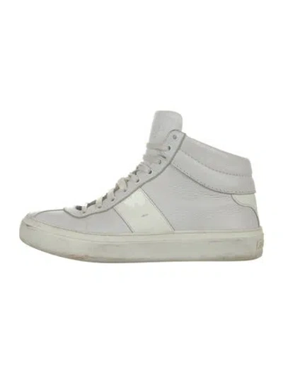 Pre-owned Jimmy Choo Leather Sneakers In White