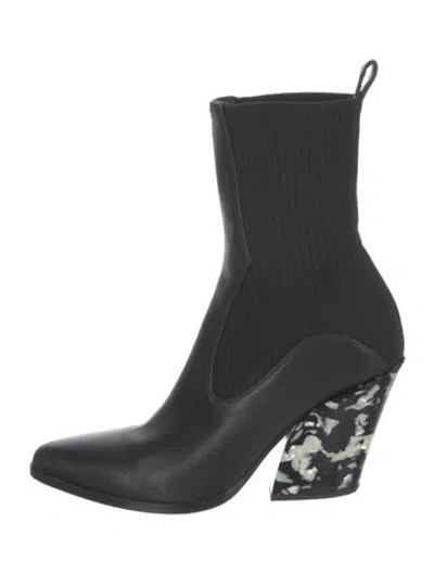 Pre-owned Jimmy Choo Leather Sock Boots In Black