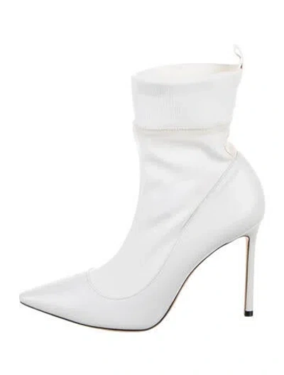 Pre-owned Jimmy Choo Leather Sock Boots In White
