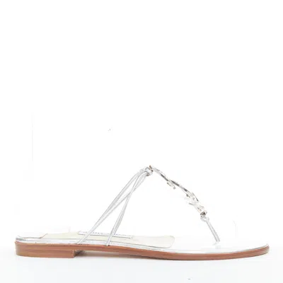 Jimmy Choo Leather Strap Sandals In White