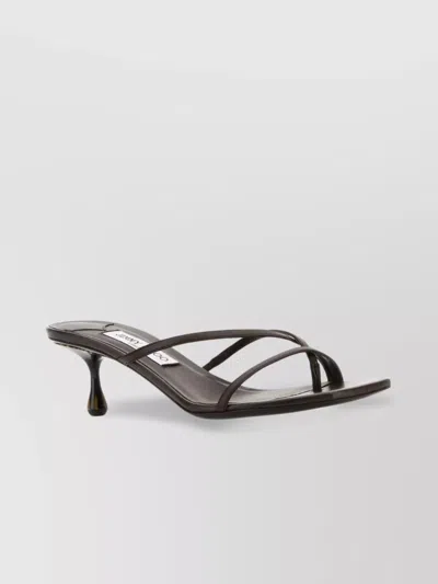 Jimmy Choo Leather Strappy Mules Kitten Heel