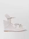 Jimmy Choo Leather Strappy Wedge Sandals In White