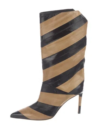 Pre-owned Jimmy Choo Leather Striped Boots In Neutrals