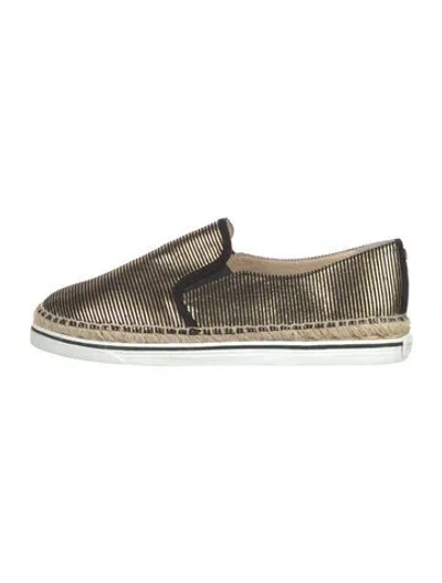 Pre-owned Jimmy Choo Leather Striped Espadrilles In Gold