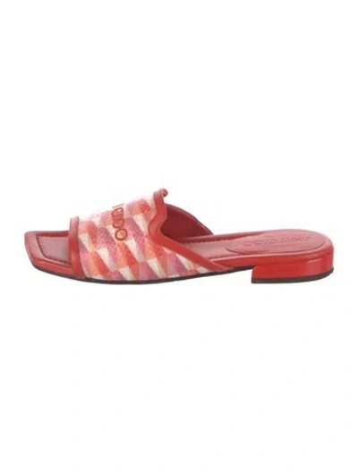 Pre-owned Jimmy Choo Leather Striped Slides In Pink