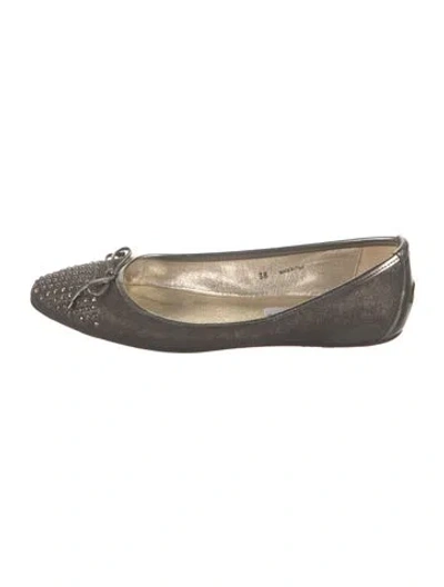 Pre-owned Jimmy Choo Leather Studded Accents Ballet Flats