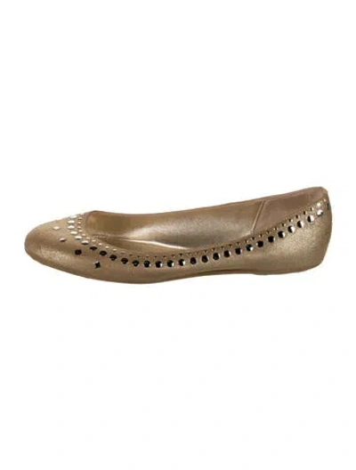 Pre-owned Jimmy Choo Leather Studded Accents Ballet Flats In Green