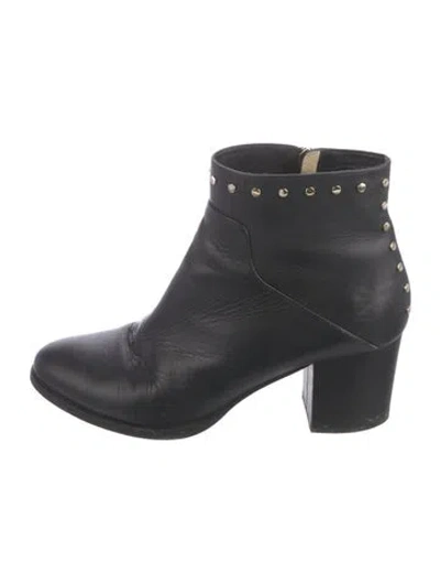 Pre-owned Jimmy Choo Leather Studded Accents Boots In Black