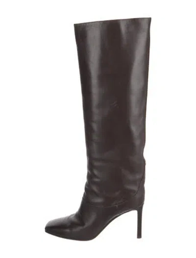 Pre-owned Jimmy Choo Leather Studded Accents Boots In Brown