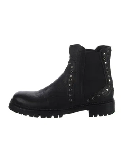 Pre-owned Jimmy Choo Leather Studded Accents Chelsea Boots In Black