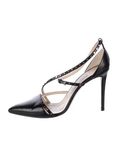 Pre-owned Jimmy Choo Leather Studded Accents D'orsay Pumps In Black