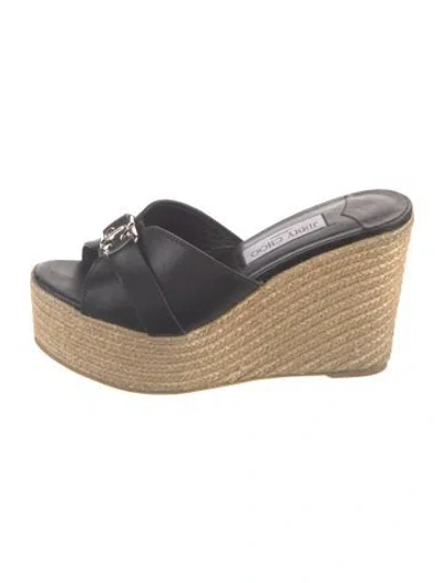 Pre-owned Jimmy Choo Leather Studded Accents Espadrilles