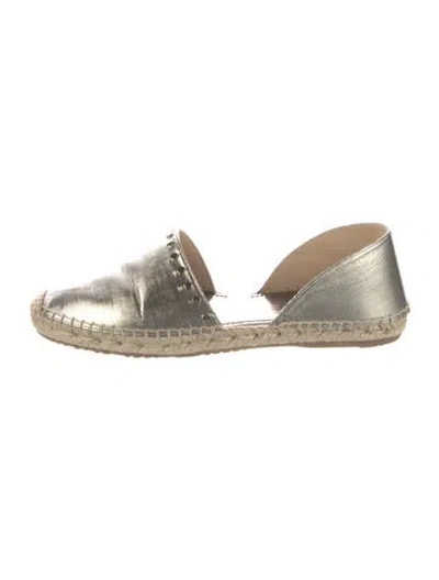 Pre-owned Jimmy Choo Leather Studded Accents Espadrilles In Gold/metallic