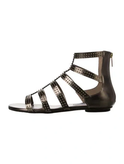 Pre-owned Jimmy Choo Leather Studded Accents Gladiator Sandals