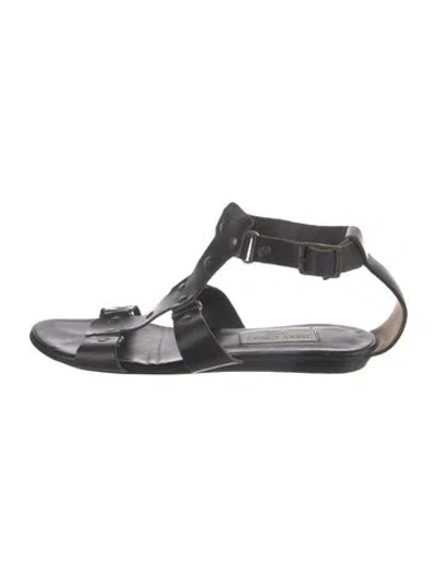 Pre-owned Jimmy Choo Leather Studded Accents Gladiator Sandals In Black