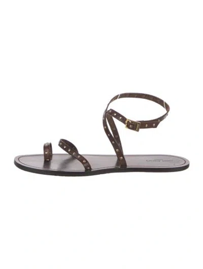 Pre-owned Jimmy Choo Leather Studded Accents Gladiator Sandals In Brown