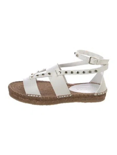 Pre-owned Jimmy Choo Leather Studded Accents Gladiator Sandals In White