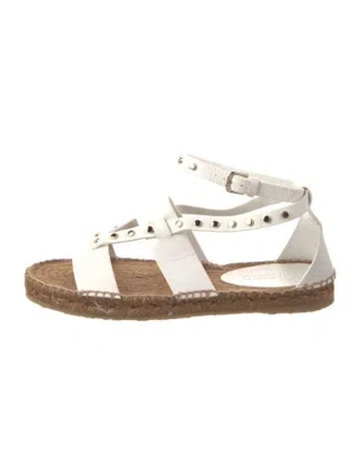 Pre-owned Jimmy Choo Leather Studded Accents Gladiator Sandals In White