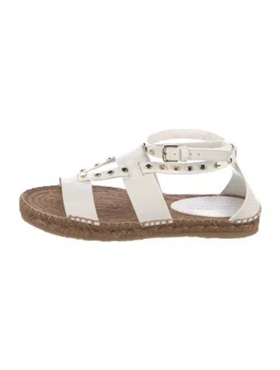 Pre-owned Jimmy Choo Leather Studded Accents Gladiator Sandals In White