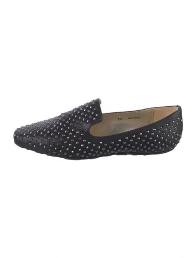 Pre-owned Jimmy Choo Leather Studded Accents Loafers In Black