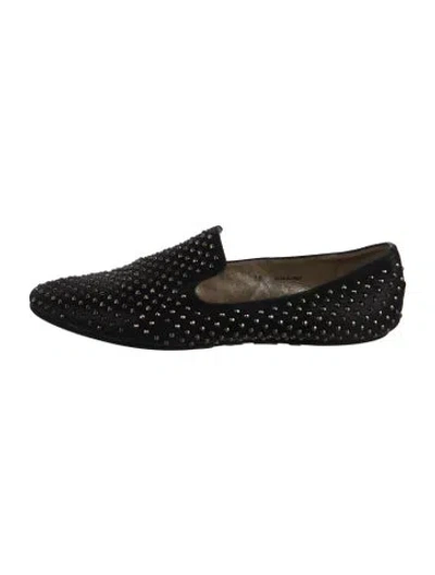 Pre-owned Jimmy Choo Leather Studded Accents Loafers In Black
