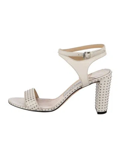 Pre-owned Jimmy Choo Leather Studded Accents Sandals In Neutral