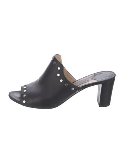 Pre-owned Jimmy Choo Leather Studded Accents Slides In Black