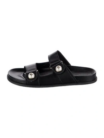Pre-owned Jimmy Choo Leather Studded Accents Slides In Black