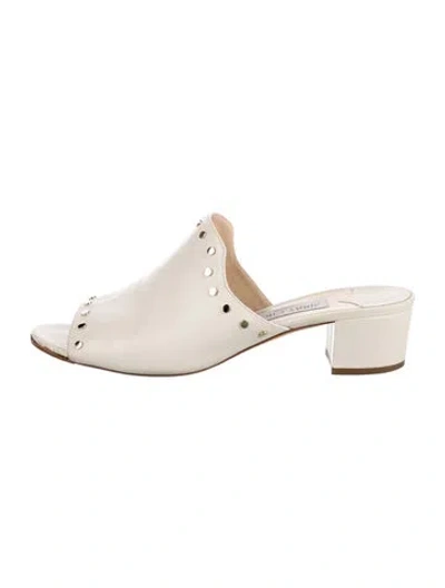 Pre-owned Jimmy Choo Leather Studded Accents Slides In Neutral