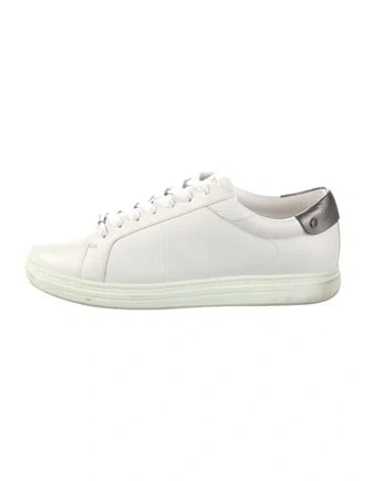 Pre-owned Jimmy Choo Leather Studded Accents Sneakers In White