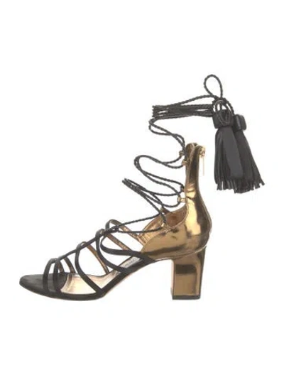 Pre-owned Jimmy Choo Leather Tassel Accents Gladiator Sandals