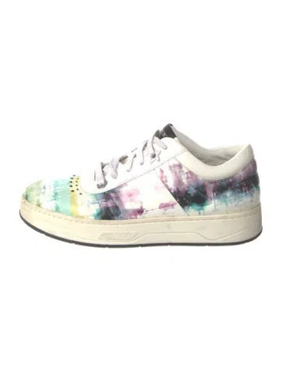 Pre-owned Jimmy Choo Leather Tie-dye Print Sneakers In White