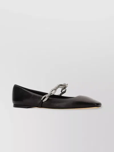 Jimmy Choo Leather Tilda Ballerinas Chain Detail In Black