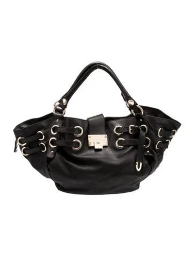 Pre-owned Jimmy Choo Leather Top Handle Bag In Black