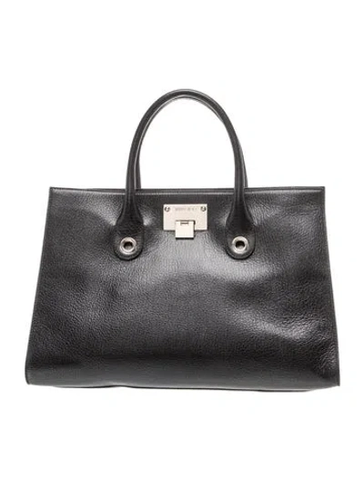 Pre-owned Jimmy Choo Leather Top Handle Bag In Black