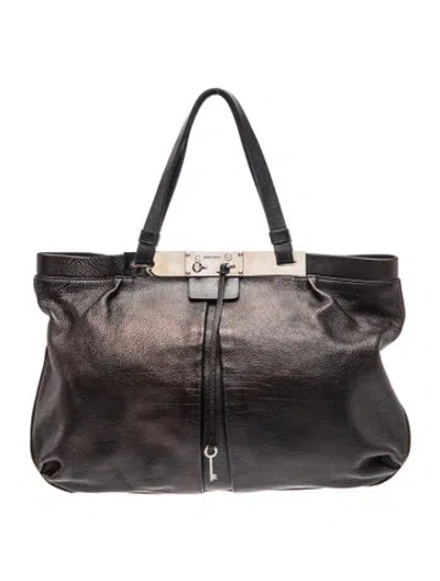 Pre-owned Jimmy Choo Leather Top Handle Bag In Black