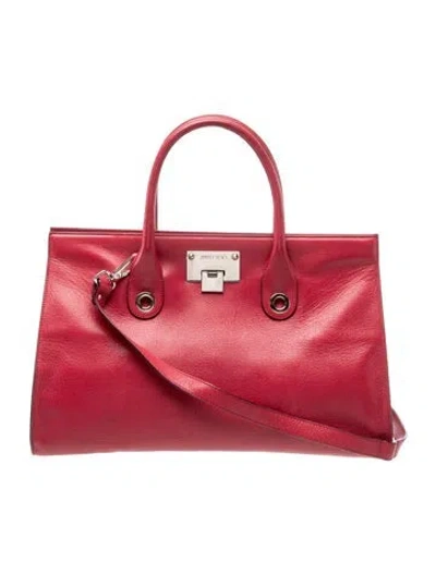 Pre-owned Jimmy Choo Leather Top Handle Bag In Burgundy