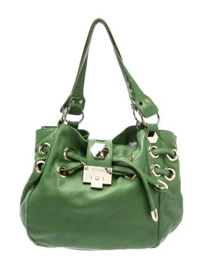 Pre-owned Jimmy Choo Leather Top Handle Bag In Green