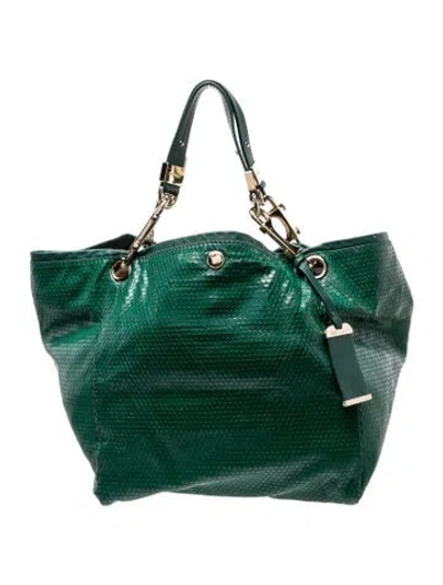 Pre-owned Jimmy Choo Leather Tote In Green