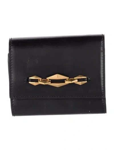 Pre-owned Jimmy Choo Leather Trifold Wallet In Black