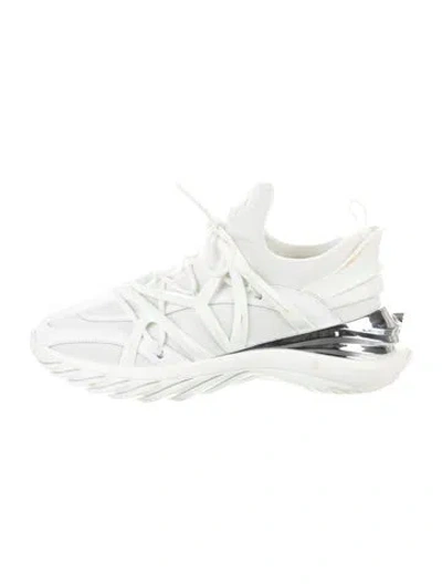 Pre-owned Jimmy Choo Leather Trim Embellishment Chunky Sneakers In Neutral