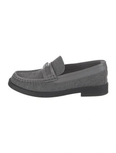 Pre-owned Jimmy Choo Leather Trim Embellishment Loafers In Gray