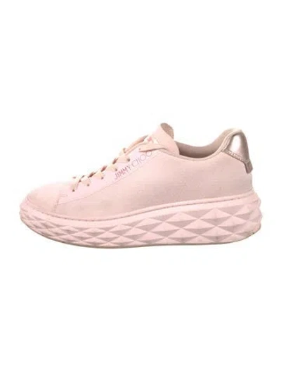 Pre-owned Jimmy Choo Leather Trim Embellishment Sneakers In Pink