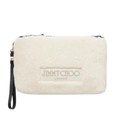 Jimmy Choo Leather Trimmed Clutch In White