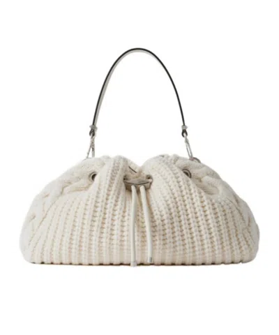 Jimmy Choo Leather Trimmed Rope Shoulder Bag In Brown